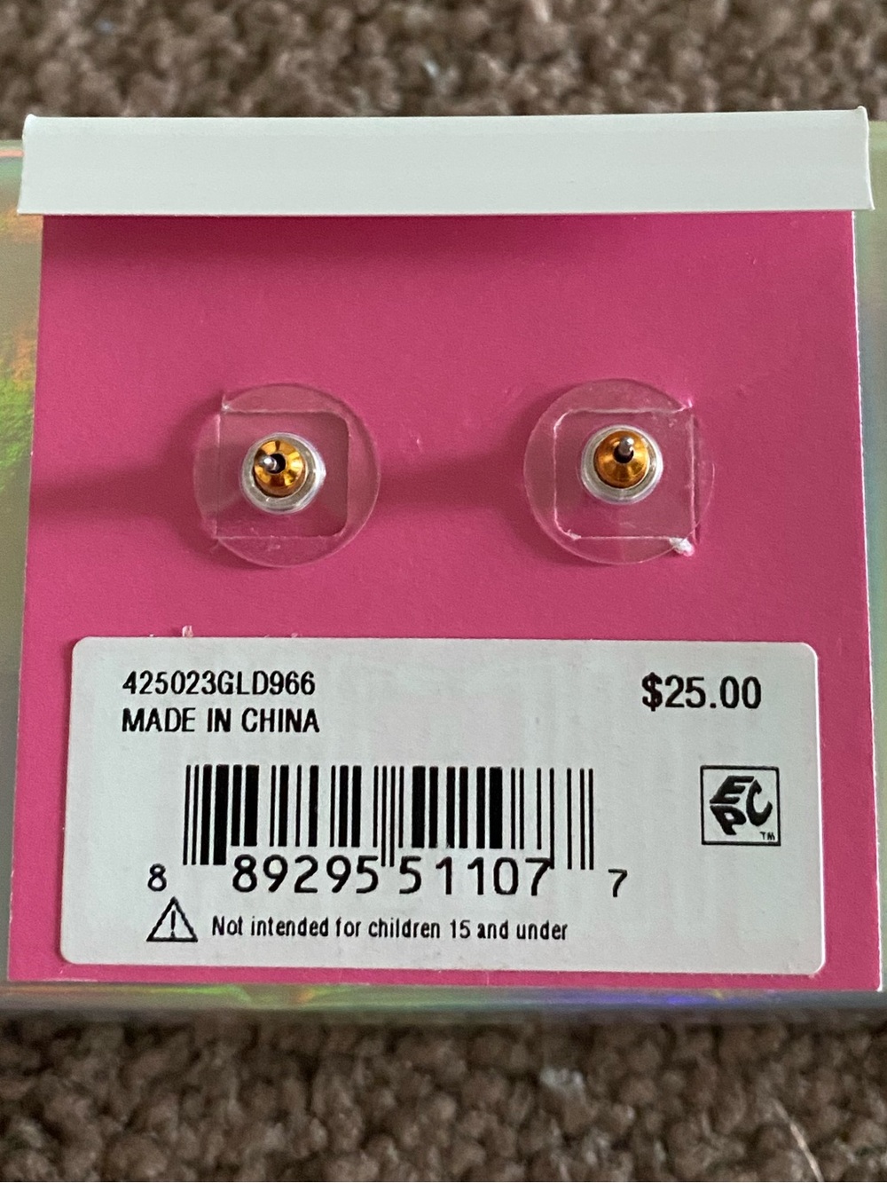 Darling Betsey Johnson Glitter Gingerbread Stud Earrings NWT - Picture 2 of 4